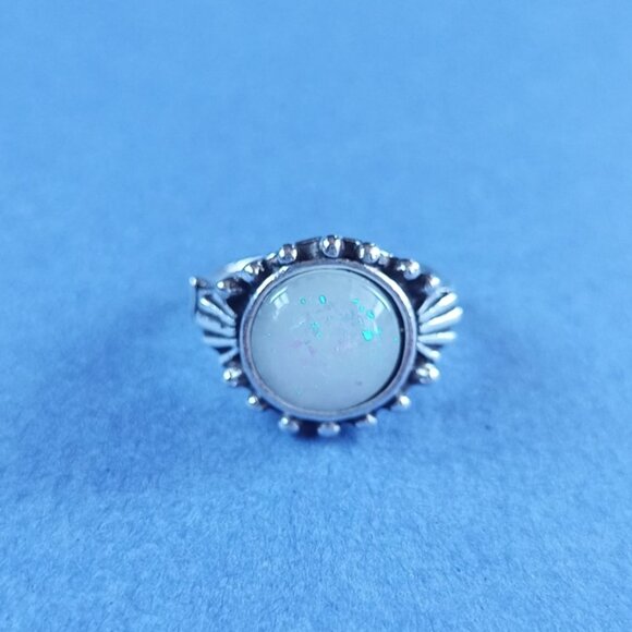 Vintage-Inspired Bohemian Sterling Silver Opal Ring CATHEDRAL - Picture 4 of 5